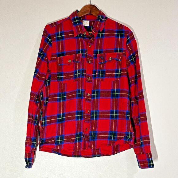 Abercrombie & Fitch Other - Abercrombie & Fitch Mens Long Sleeve Large Plaid  Flannel Red Multi Cotton